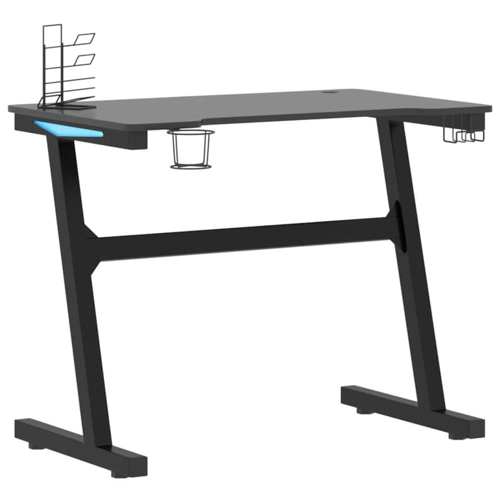 Vidaxl Herný stôl LED s nohami v tvare Z čierny 90x60x75 cm